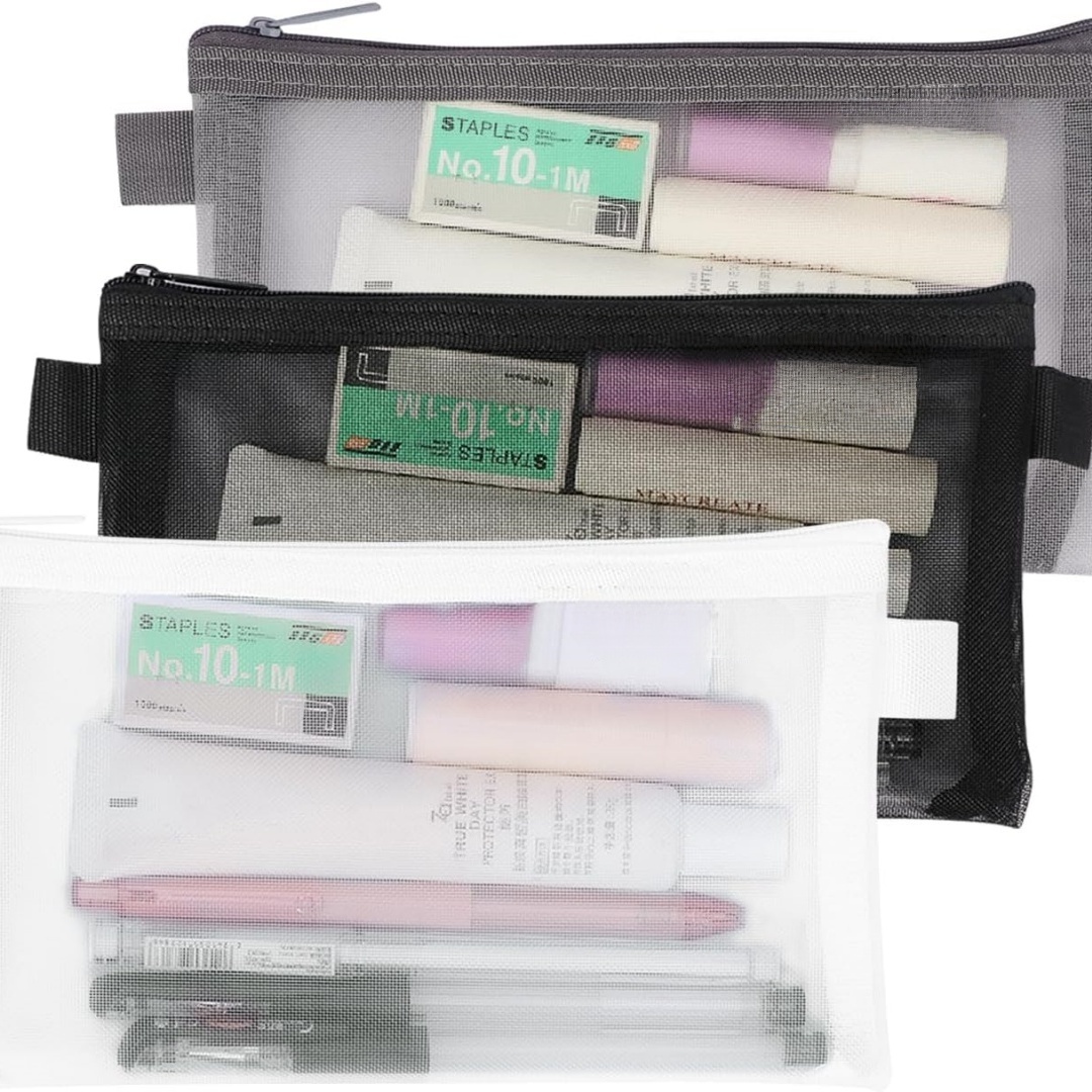 Clear Mesh Pencil Pouch For Exam - Bolsa de papelaria de escritório portátil
