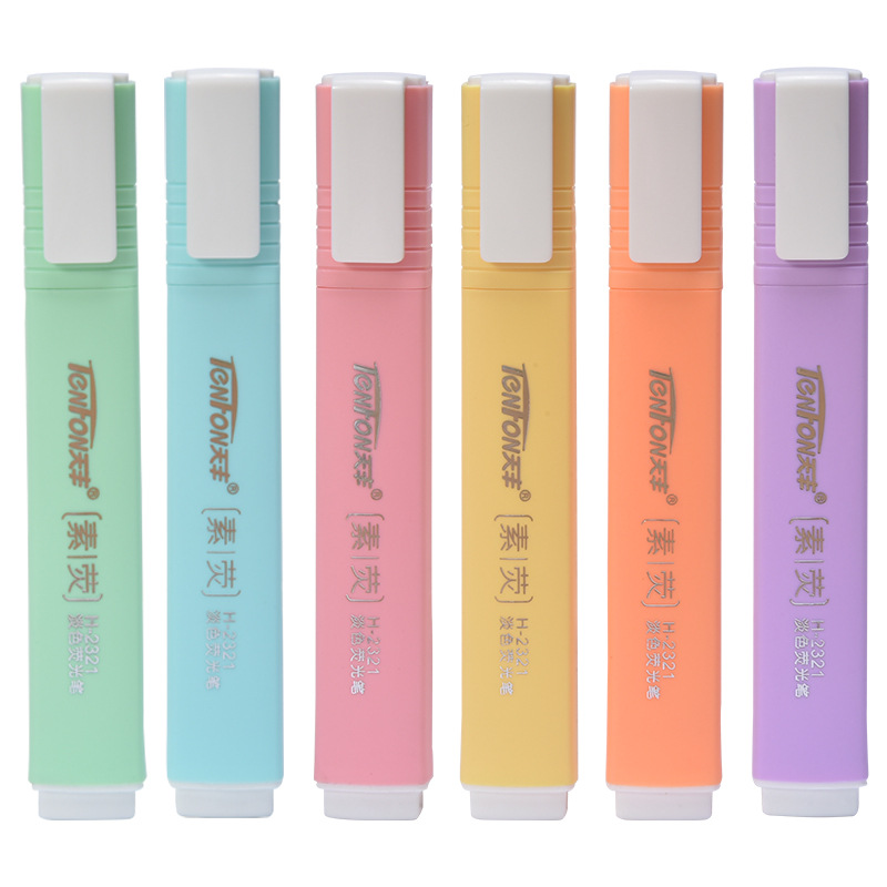 Pastel Highlighter Set Double Ended - 6 pçs/set forma plana cor pálida