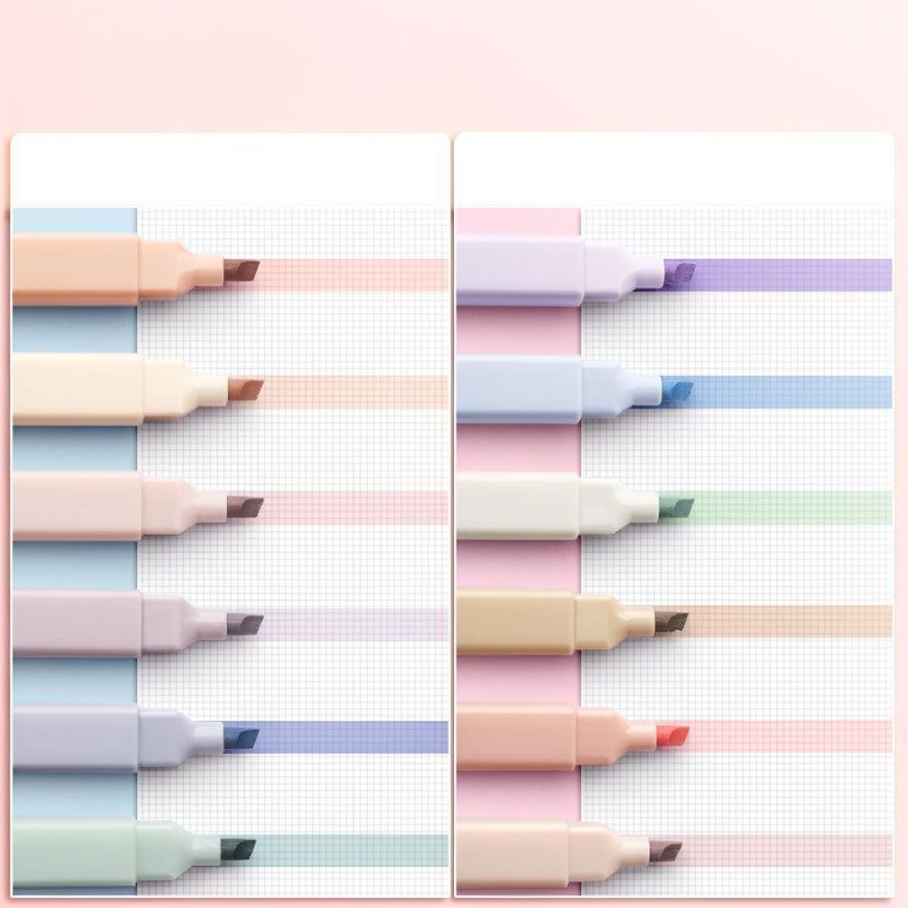 Pastel Highlighter Set Double Ended - Conjunto de marcadores pastel estéticos para