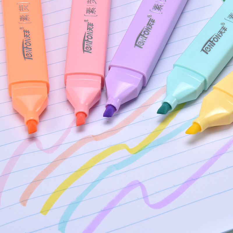 6 pçs/set forma plana cor páli - Pastel Highlighter Set Double Ended avaliação e preço