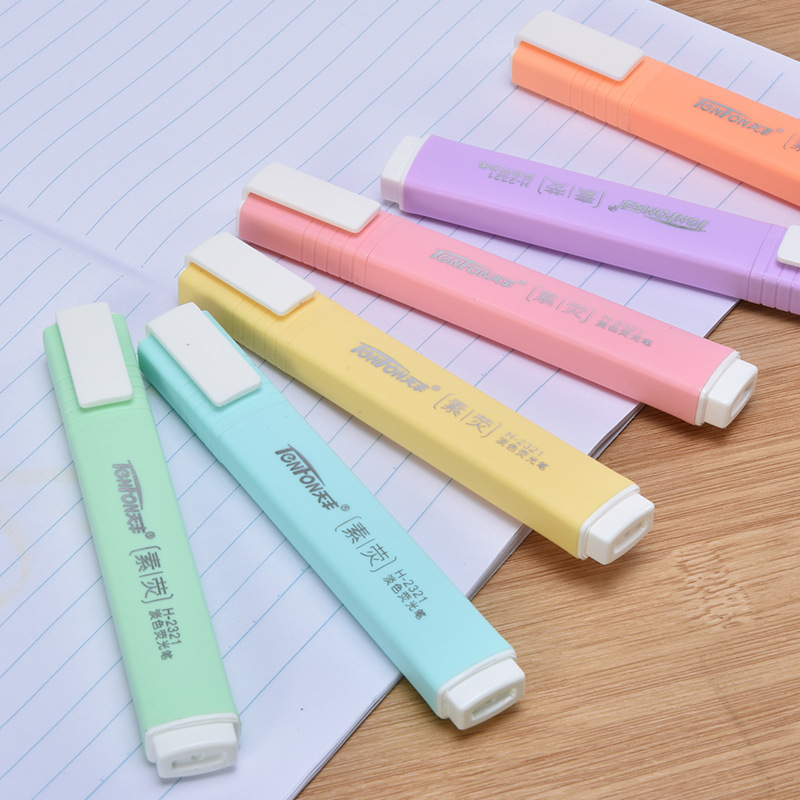 6 pçs/set forma plana cor páli - Pastel Highlighter Set Double Ended avaliação e preço