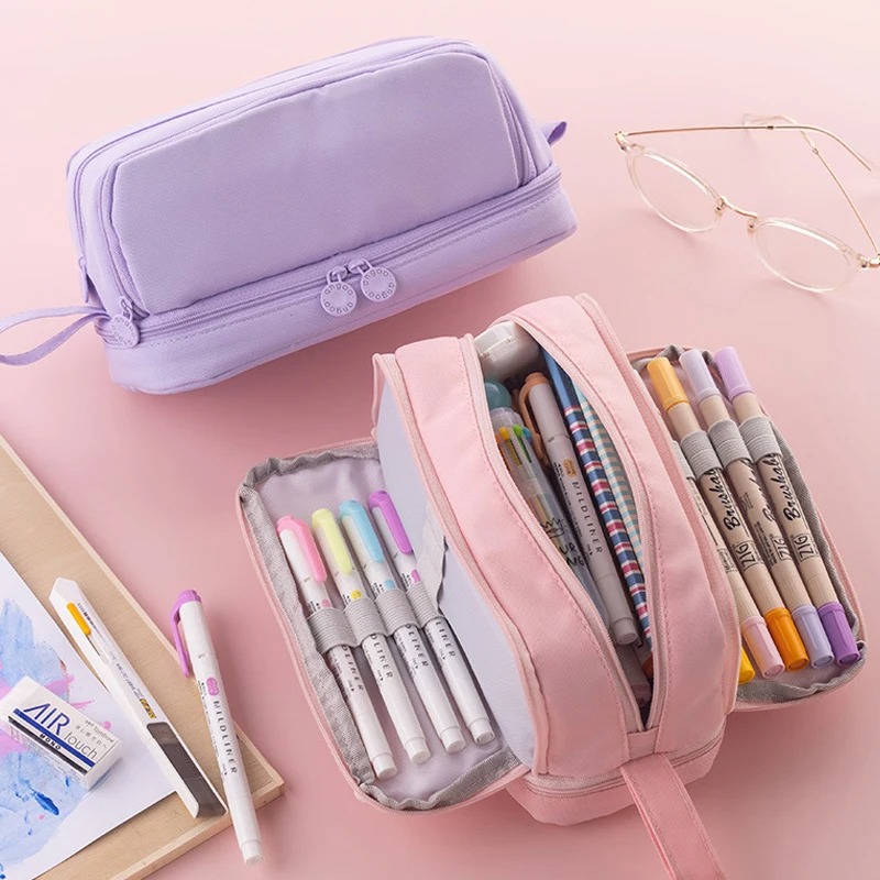 Estojo de Lápis Grande com 4 C - Aesthetic Large Pencil Case Pouch avaliação e preço